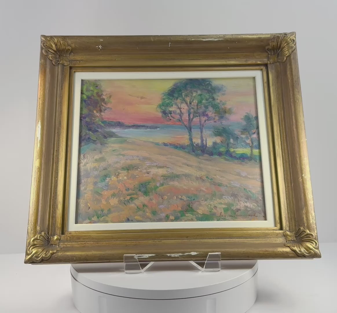 Peinture côtière de la Nouvelle-Écosse | « Black Rock, baie de Fundy » signée Guy | Huile sur panneau | XXe siècle