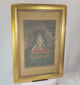 360° rotating view of Tibetan Buddhist silk painting with framed devotional figure and brocade mount