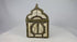 360-degree rotating view of a 19th century Moroccan Berber brass amulet box with carved bone inlay, pointed arch lid, geometric talismanic motifs, and aged patina.