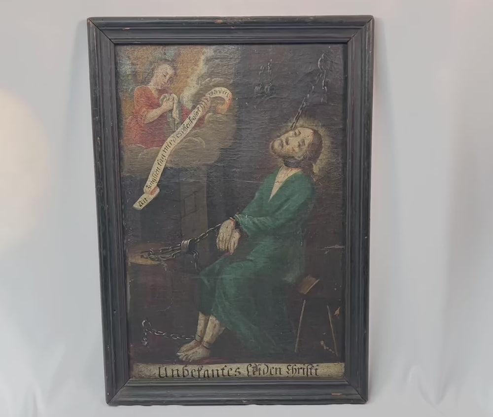 18th century Baroque devotional painting of Christ at the Column