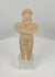 360-degree view of a Pre-Columbian Colima terracotta female figure with folded arms, circular headdress, and prominent ear ornaments, West Mexico, circa 300 BCE–300 CE.