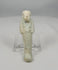 Rotating view of an authentic Late Period Egyptian faience ushabti, showing mummiform stance, crossed arms, aged glaze remnants, and mineral burial deposits.