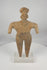 Ancient Colima terracotta female figure from West Mexico, dating to circa 300 BCE–300 CE, featuring black pigment decoration, an elaborate headdress, applied jewelry details, and mounted on a custom display stand. The video concludes with original 1985 Harmer Rooke Galleries provenance documentation and period collection photographs.