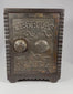 Antique Libertas Safe cast iron still bank rotating view showing front panel, door function, and detailed design