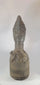 Hand-carved Central or West African wooden figure with elongated face and fiber torso wrapping