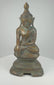 360-degree video of an antique Konbaung Period Burmese bronze Buddha showing the earth-touching gesture, lotus throne, aged patina, pedestal, and open underside