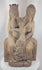 360-degree view of an antique European Gothic Revival carved wooden sculpture depicting the Virgin Mary, Saint Anne, and the Christ Child with visible age wear, natural wood grain, and devotional ecclesiastical styling