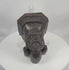 360-degree view of a 19th-century Gothic Revival carved wooden corbel depicting a stern bearded king with a crown-like architectural headpiece.