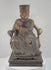 Antique Chinese Qing Dynasty carved wooden ancestor figure rotating to show the seated official, ceremonial throne, gilt robes, carved details, reverse and stepped base