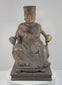 Antique Chinese Qing Dynasty carved wooden ancestor figure rotating to show the seated official, ceremonial throne, gilt robes, carved details, reverse and stepped base
