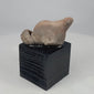 360-view video of an ancient Pre-Columbian terracotta zoomorphic effigy sculpture showing full form, ceremonial opening, surface patina, and mounted display presentation