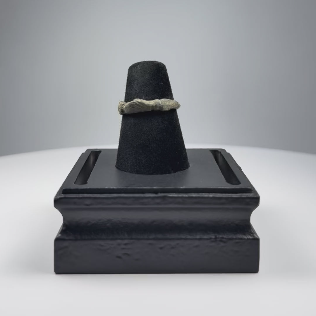 360-degree video of ancient Roman bronze finger ring with incised palm-frond bezel, circa 2nd–4th century CE