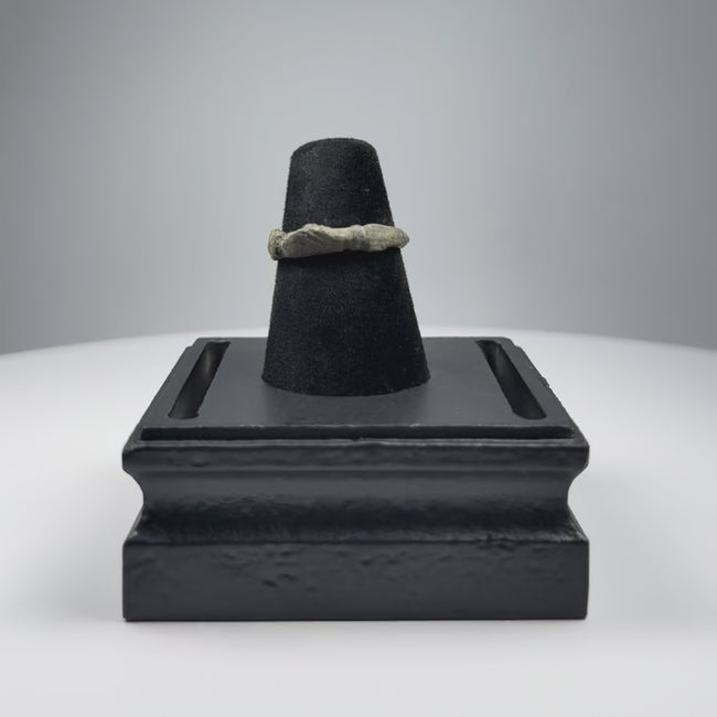 360-degree video of ancient Roman bronze finger ring with incised palm-frond bezel, circa 2nd–4th century CE