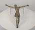360-degree rotating view of an antique European gilt-bronze Corpus Christi crucifix figure, dating to the 16th–17th century. Depicts Jesus Christ with outstretched arms, bowed head, elongated anatomy, crossed feet, and a finely sculpted draped loincloth. The rotation reveals surviving historic gilding, aged bronze patina, intricate sculptural details, and the reverse of this Renaissance to early Baroque religious artifact.