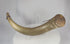 360-degree view of antique priming powder horn with carved initials IB