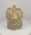 Rotating view of an antique Greek terracotta antefix (akrokeramo) featuring a classical human face beneath a palmette crown, decorative volutes, weathered architectural patina, and traditional fired clay construction from the late 19th to early 20th century.