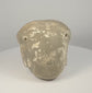 Ming Dynasty Chinese terracotta head fragment showing softly modelled features, aged surface deposits and hollow sculptural construction