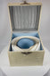 360 degree rotating view of Edwardian detachable collar box with embossed floral design silk interior and original linen collars displayed