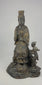 360-degree video of a late 19th–early 20th century Thai bronze Guanyin statue with child attendant, showing full lotus pedestal and remaining gilt highlights.
