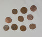 360-degree video showing medieval Crusader bronze coinage with irregular hand-struck forms and natural patina from burial.