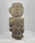 Video showcasing a Pre-Columbian Guerrero Mezcala-style stone anthropomorphic figure with geometric facial features, carved limbs, and weathered volcanic stone surface