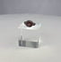360-degree video of an ancient Roman–Byzantine silver and garnet intaglio ring, circa 300–600 CE, rotating on a clear display stand.