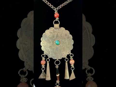 Central Asian Tribal Pendant Necklace with Turquoise and Coin Drops | Circa Mid–20th Century