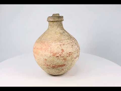 Ancient Abydos terracotta jug from Egypt with rounded body, spouted rim, and arched handle, Greco-Roman period, circa 1st century BCE–3rd century CE.