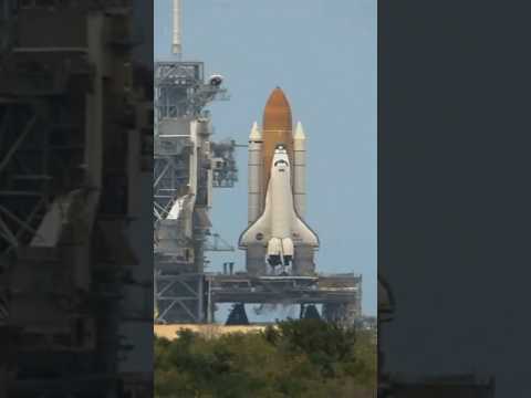 NASA Space Shuttle launch footage with 1980s orbiter on launch pad — video showcasing real 2,300°F thermal protection system tile from Relic and Rarity.