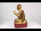 360-degree view of a 19th-century Burmese gilded monk statue with gold leaf and lacquered finish, shown in full rotation.