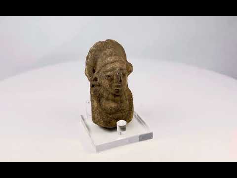 Pre-Columbian terracotta bust, circa 200 BCE–900 CE, with ornate headdress, expressive facial features, and natural aged patina.