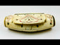 Antique Napoleonic prisoner-of-war snuff box, carved bone with red and green ink floral designs, domed lid, circa 1793–1815.