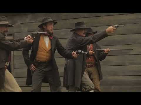 Colt 1849 Pocket Revolver featured in cinematic re-creation of 19th-century American gunslingers — iconic pre-Civil War firearm symbolizing frontier history and craftsmanship.