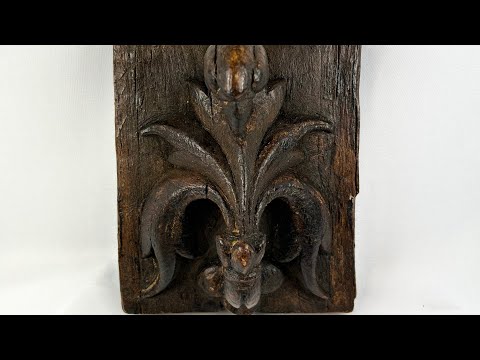 360-degree view of a 16th century Renaissance carved wooden devotional panel depicting the Pelican in Her Piety with surviving polychrome