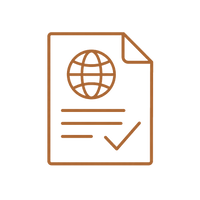 Customs document with globe and approval checkmark representing accurate international shipping paperwork.