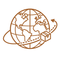 Globe and parcel representing free worldwide shipping from Relic & Rarity.
