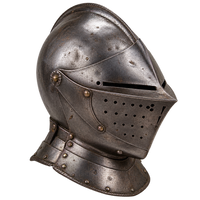 Renaissance-style steel close helmet representing antique arms, armour and restricted historical objects requiring special shipping review.