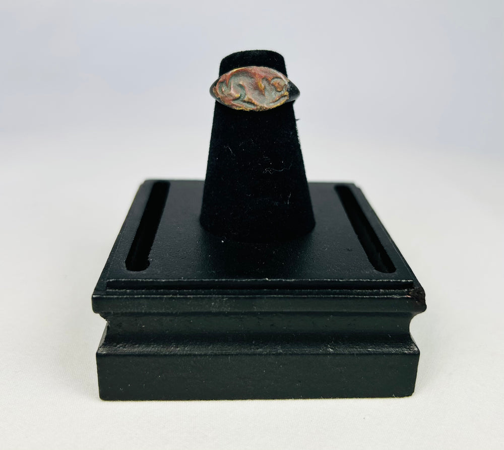 Ancient bronze ring from 1st–4th century CE with symbolic bull motif