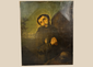 Spanish Colonial oil painting of Saint Francis with skull and halo