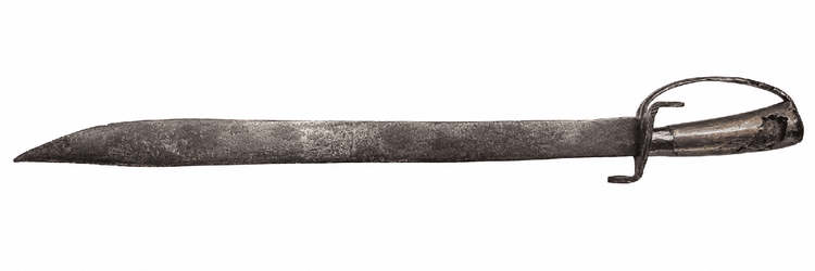 18th-century Colonial North American short backsword with a broad single-edged blade