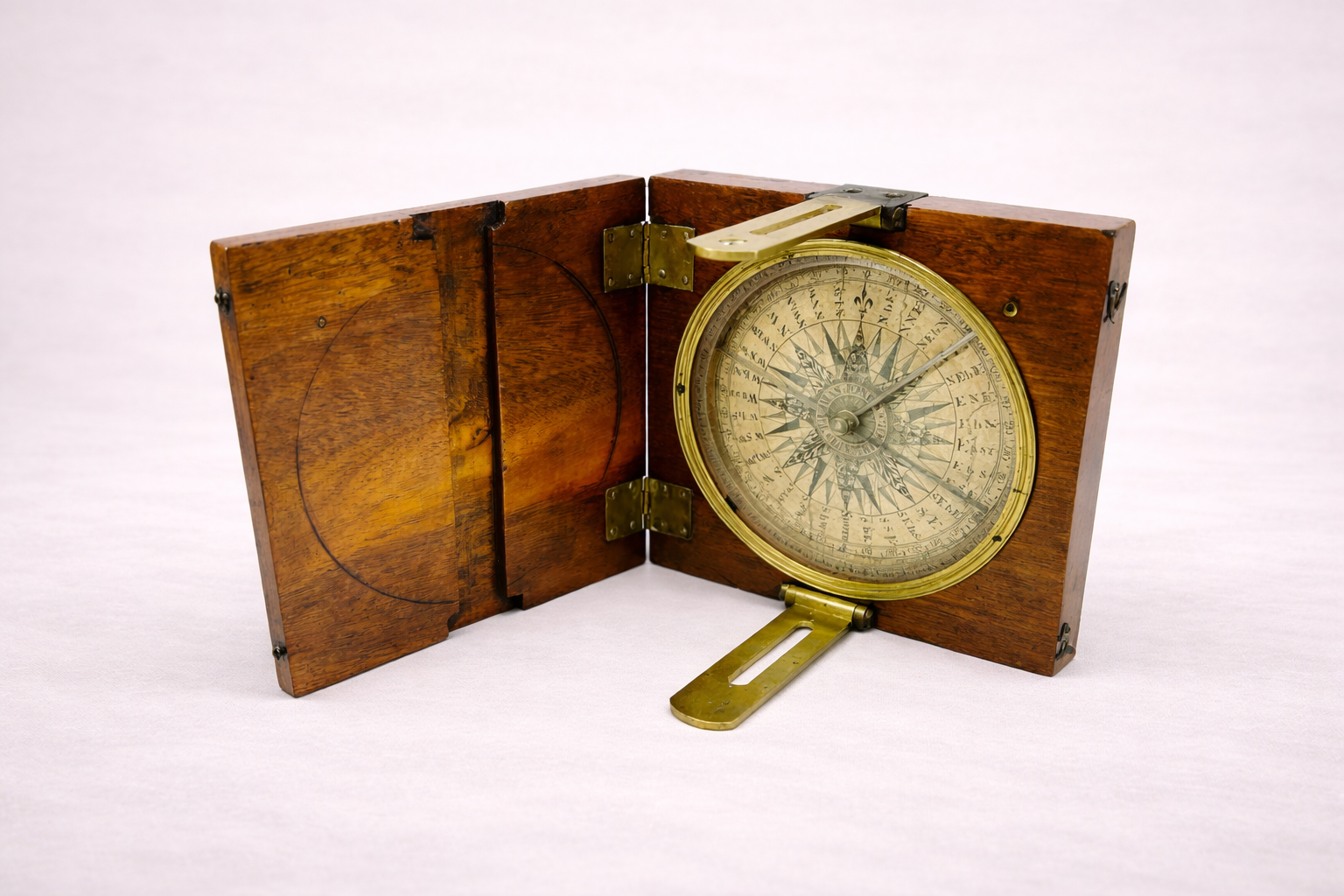 Thomas Jones of Liverpool Victorian alidade surveying compass in original wooden case, mid-19th century English brass instrument