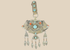 Antique Tibetan gau portable shrine pendant crafted from silvered copper alloy with turquoise and coral cabochons.