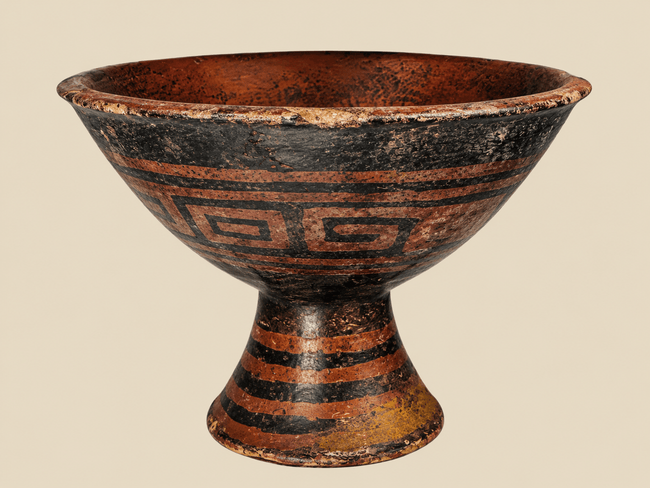 Precolombino | Vasija de Pedestal de Terracota con Motivos Geométricos | C. 500 a. C. – 1200 d. C.