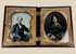 Double quarter-plate ambrotype portraits in an ornate thermoplastic union cas