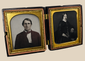 Victorian husband and wife daguerreotype photographs in original Union case, circa 1855–1865