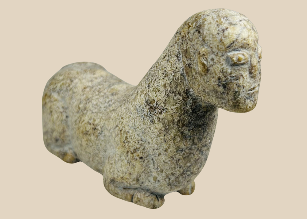 West African carved stone zoomorphic effigy sculpture with stylized form