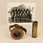 Conjunto de artillería canadiense de la Segunda Guerra Mundial | con brújula de paracaidista Taylor, casquillo de proyectil KI y fotografía de la unidad | 1942